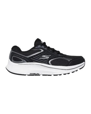 Pantofi sport Go Run Consistent 2.0 - Advan din material textil cu garnituri de piele, Negru/Alb optic/Argintiu