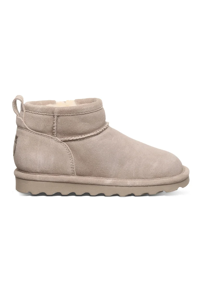 Ghete pull-on de piele intoarsa, Maro taupe deschis