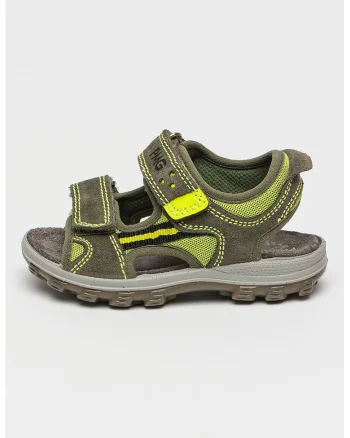 Sandale de piele intoarsa cu insertii de plasa, Verde