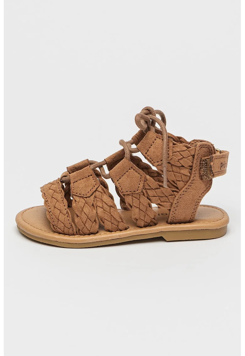 Sandale gladiator cu velcro, Maro inchis