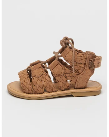 Sandale gladiator cu velcro, Maro inchis