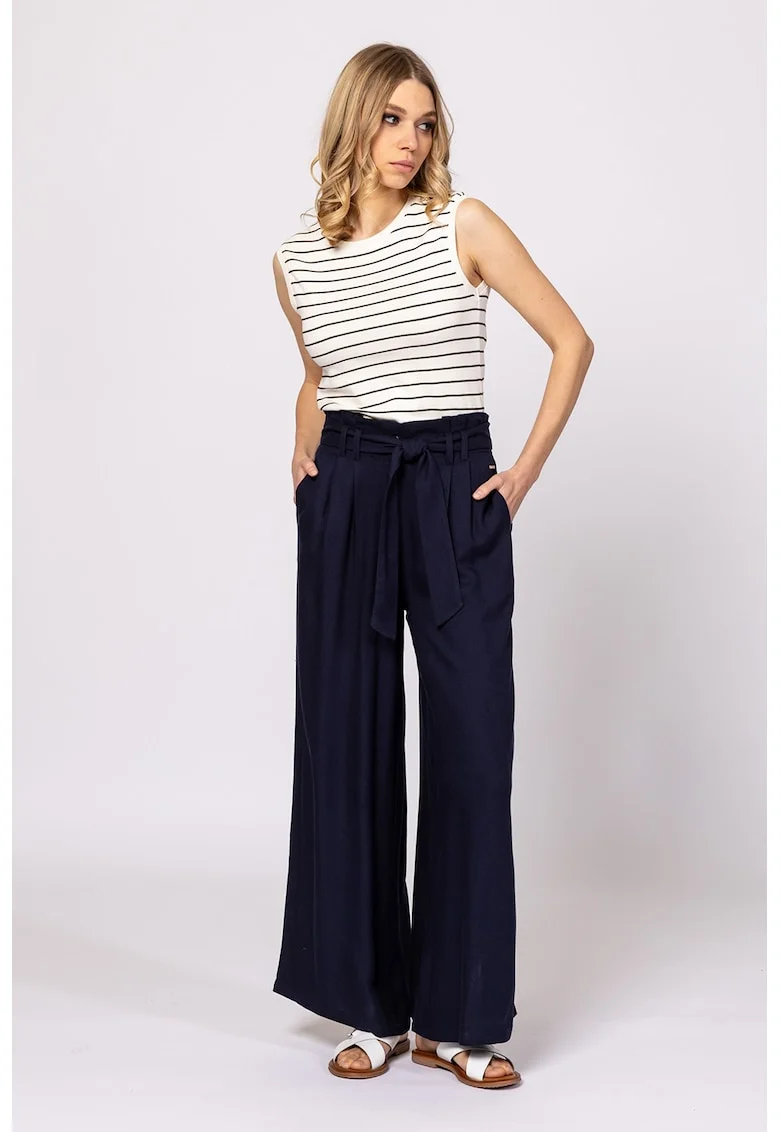 Tricou din amestec de modal fara maneci cu model in dungi Berta, Crem