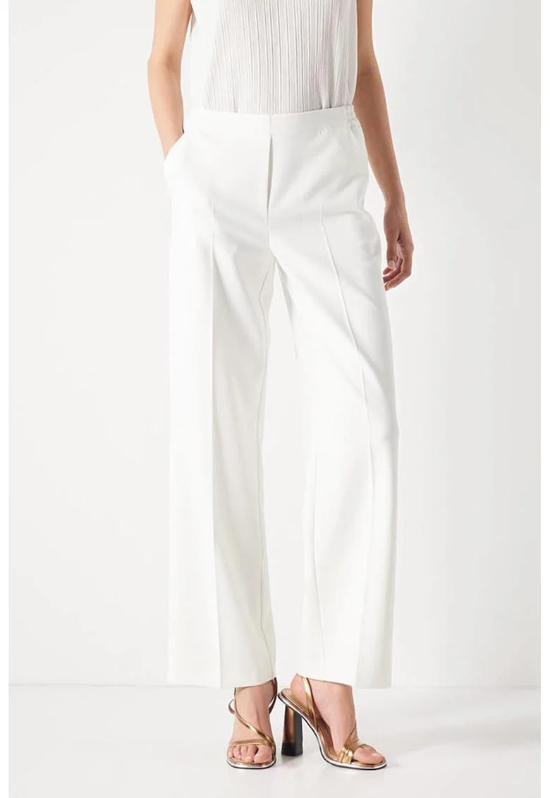 Pantaloni drepti cu pensa, Alb fildes