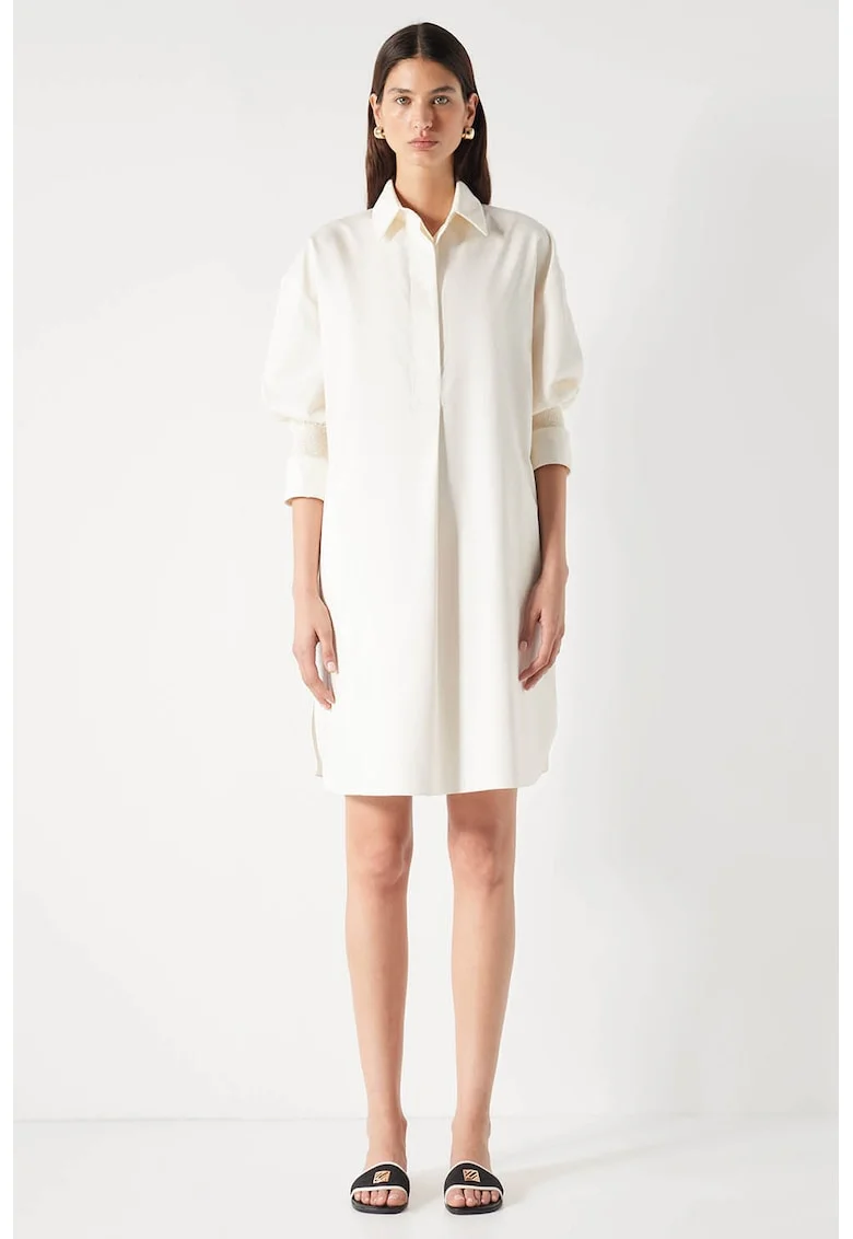 Rochie lejera cu maneci 3/4, Alb fildes