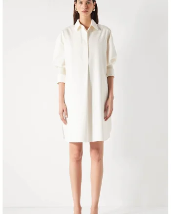 Rochie lejera cu maneci 3/4, Alb fildes