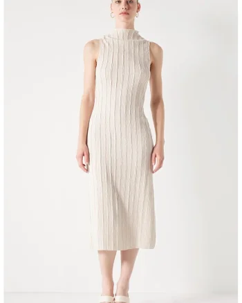 Rochie midi striata, Maro nisip