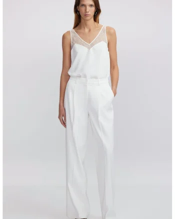 Pantaloni drepti cu buzunare, Alb optic