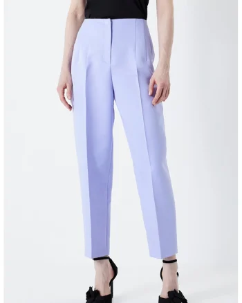 Pantaloni cu pensa si talie inalta, Lila
