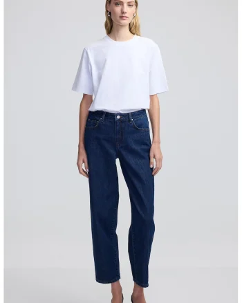 Blugi crop drepti, Albastru inchis/Albastru