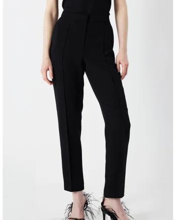 Pantaloni cu pensa si talie inalta, Negru