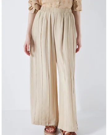 Pantaloni cu croiala ampla, Bej