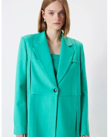 Sacou lejer cu revere decupate, Verde menta