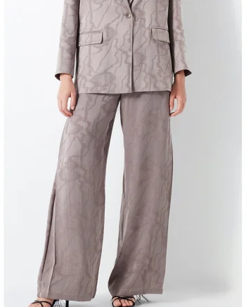 Pantaloni cu croiala ampla si talie elastica, Violet prafuit