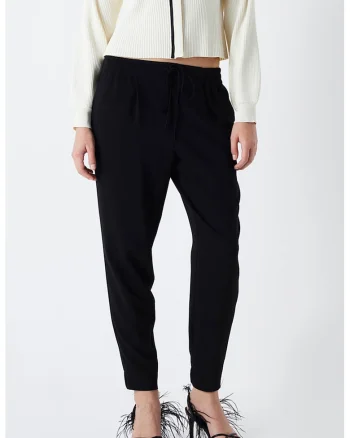 Pantaloni jogger cu talie ajustabila, Negru