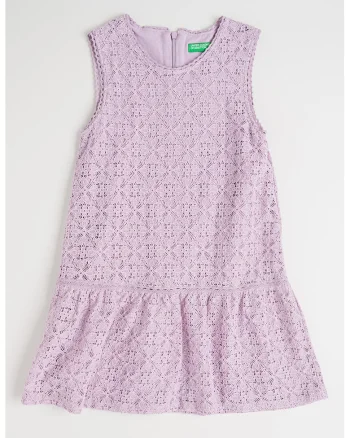 Rochie din dantela cu terminatie cu volane, Lila pal