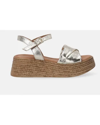 Sandale-espadrile cu aspect metalizat