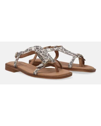 Sandale cu bareta separatoare si model cu animal print