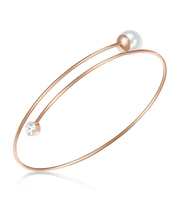 Bratara rigida placata cu aur de 14K, Auriu rose