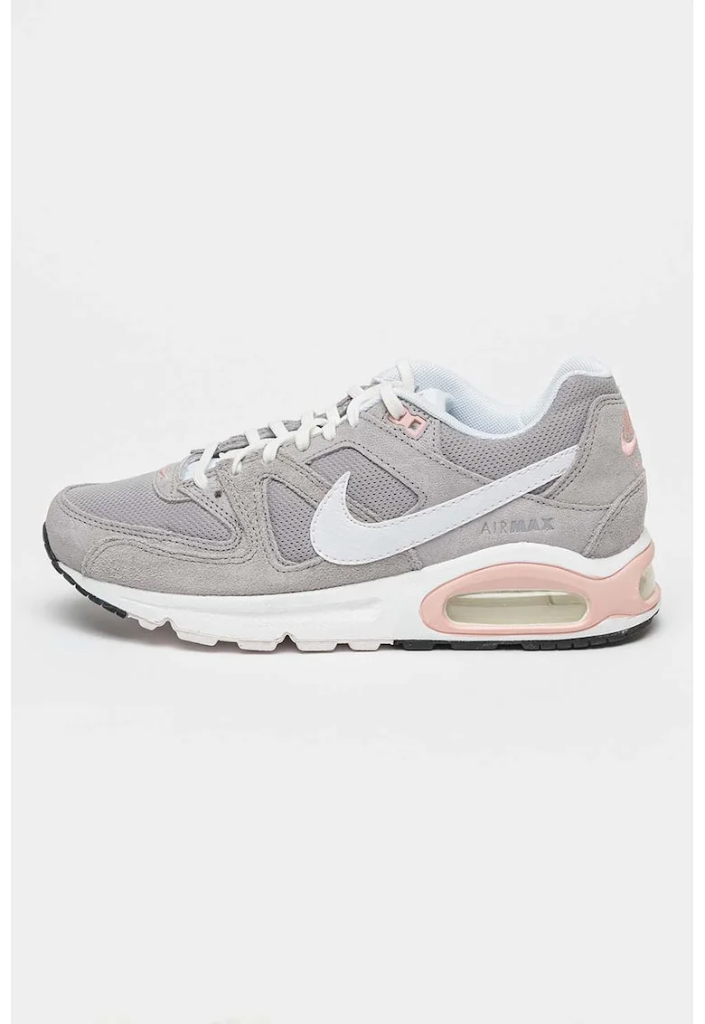 Pantofi sport de plasa cu garnituri de piele intoarsa Air Max Command, Gri deschis/Alb optic/Roz prafuit
