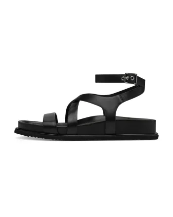Sandale de piele cu catarame, Negru