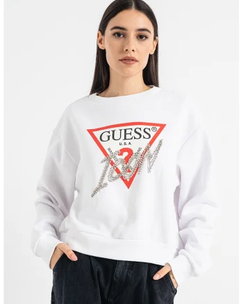 Bluza sport cu logo din strasuri, Alb