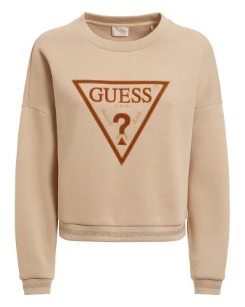 Bluza sport cu decolteu la baza gatului si logo supradimensionat, Piersica