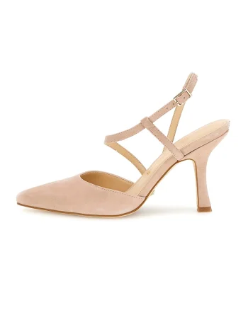 Pantofi stiletto de piele intoarsa cu varf ascutit, Bej deschis
