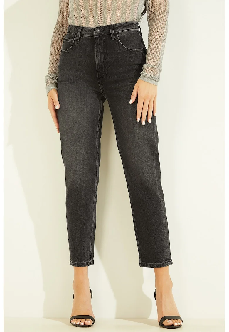 Blugi crop mom fit, Gri inchis