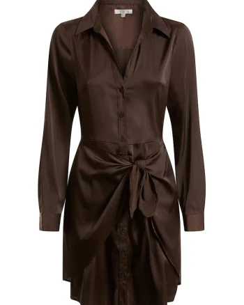 Rochie-camasa cu detaliu nod, Maro cognac