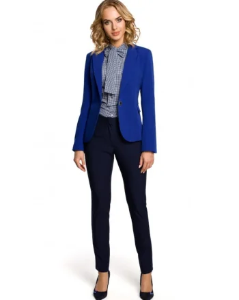 Blazer elegant . Cu nasture. Poliester. Viscoza, Albastru