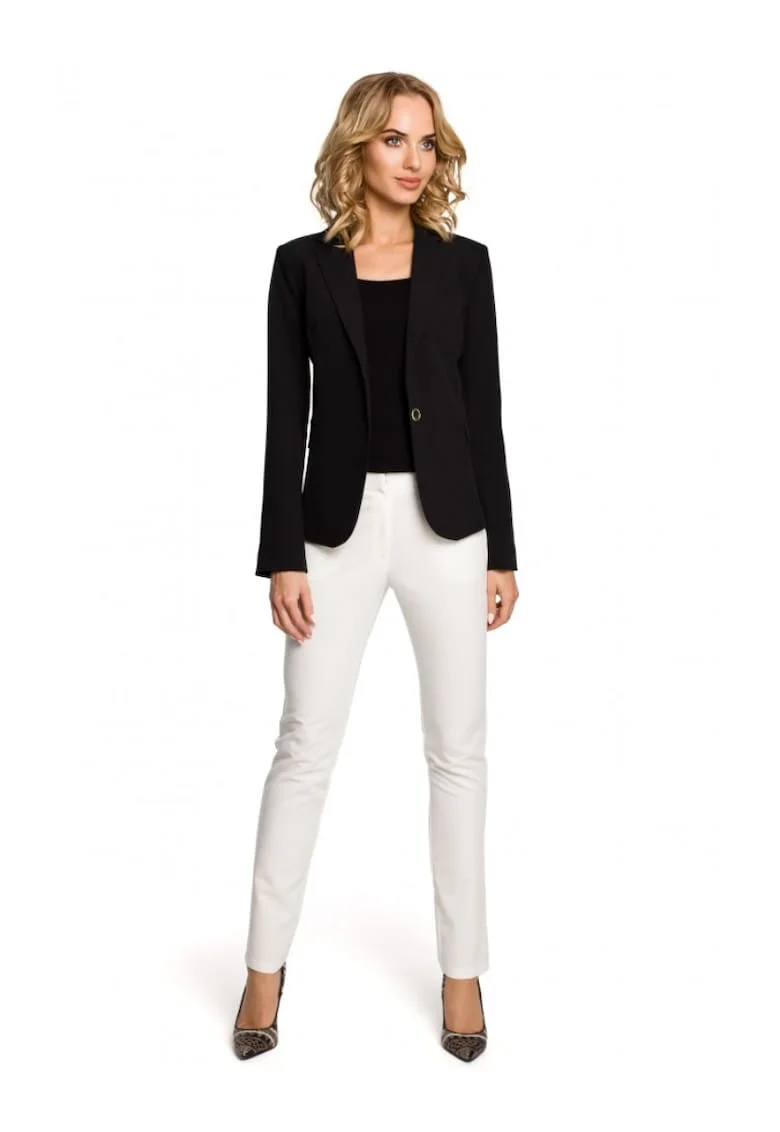 Blazer elegant . Cu nasture. Poliester. Viscoza, Negru