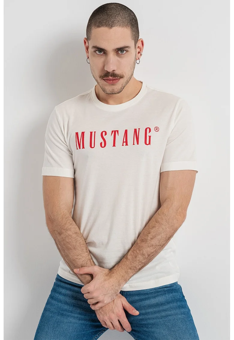 Tricou cu imprimeu logo, Alb