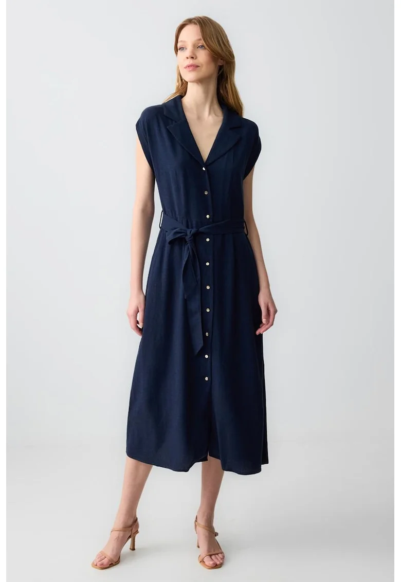 Rochie-camasa din amestec de in, Bleumarin
