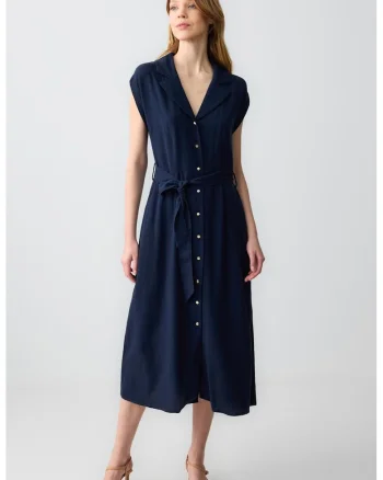 Rochie-camasa din amestec de in, Bleumarin