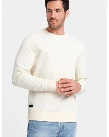 Bluza de trening din bumbac cu model uni, Crem