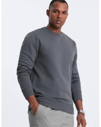Bluza de trening din bumbac cu model uni, Gri inchis