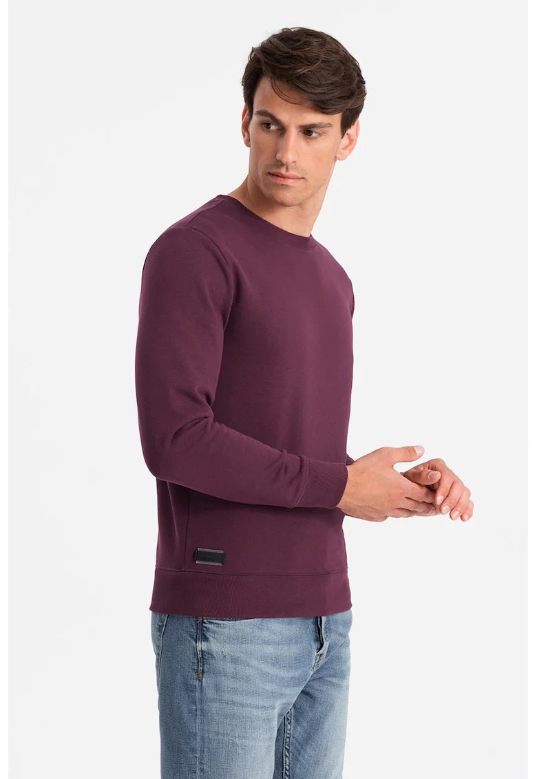 Bluza de trening din bumbac cu model uni, Visiniu