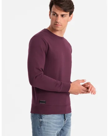 Bluza de trening din bumbac cu model uni, Visiniu