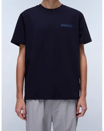 Tricou din bumbac cu imprimeu logo si model grafic, Bleumarin