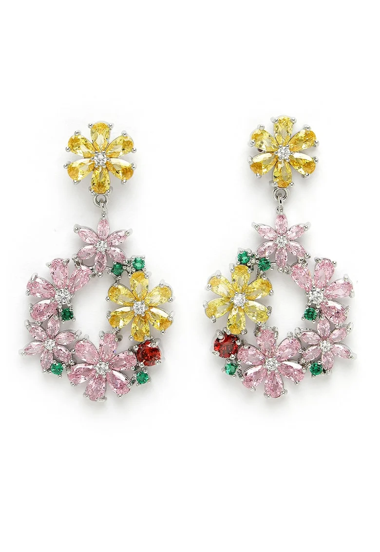 Cercei cu model floral, Multicolor