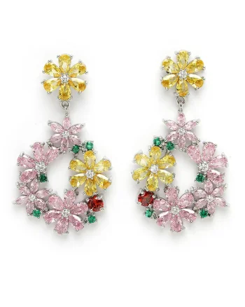 Cercei cu model floral, Multicolor
