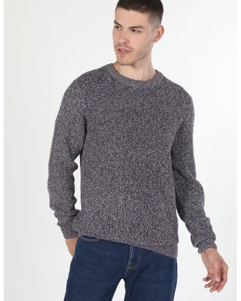 Pulover uni cu decolteu rotund, Violet