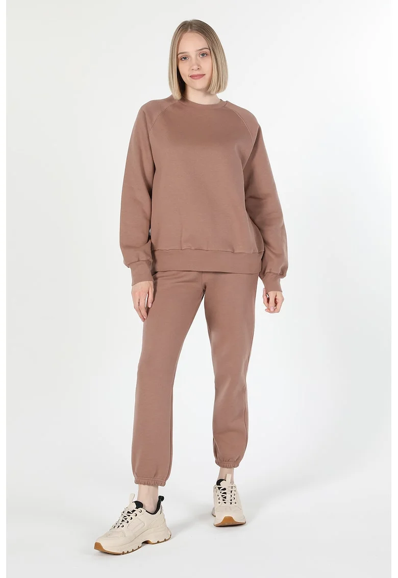 Bluza sport cu decolteu la baza gatului, uni, Maro