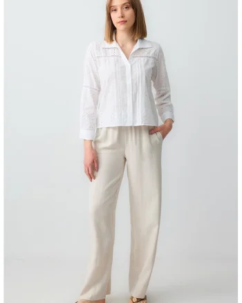 Pantaloni cu talie inalta, Maro nisip