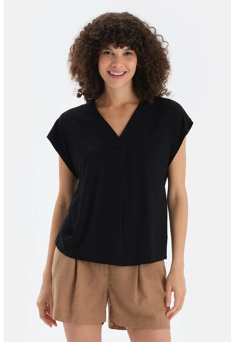 Bluza cu decolteu in V, Negru