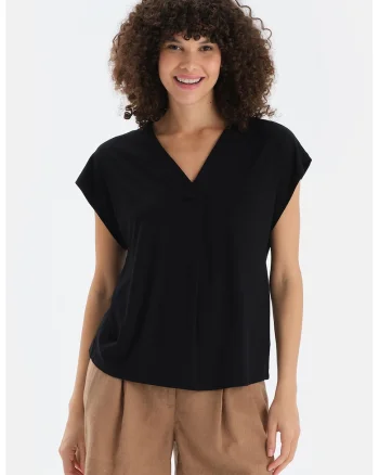 Bluza cu decolteu in V, Negru