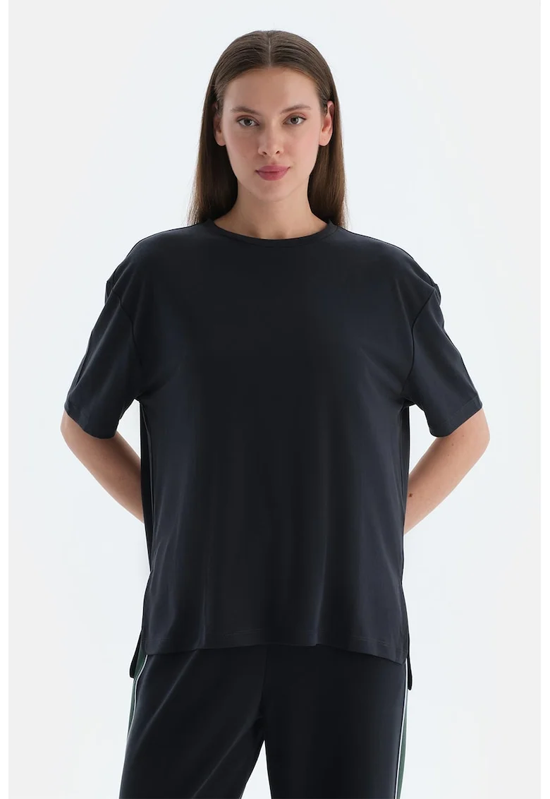 Tricou uni lejer din amestec de modal, Negru