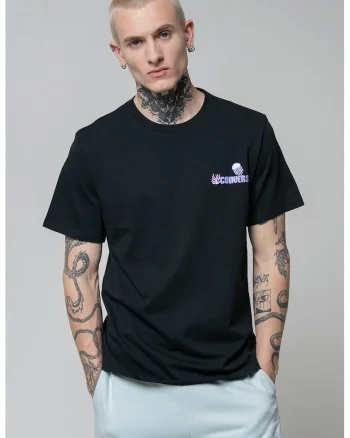 Tricou cu imprimeu pe spate Undersea, Negru/Violet