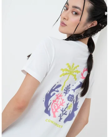 Tricou cu imprimeu grafic pe partea din spate Sea, Alb/Albastru lavanda