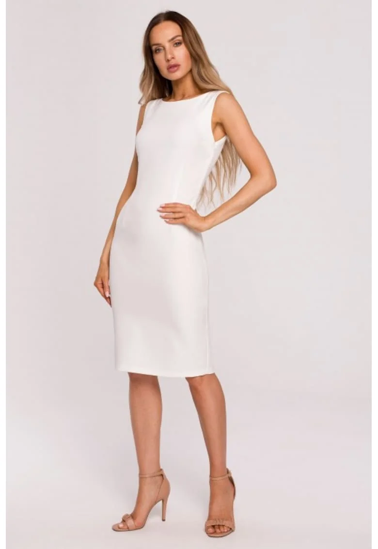 Rochie cu decolteu in spate, Negru, Ecru